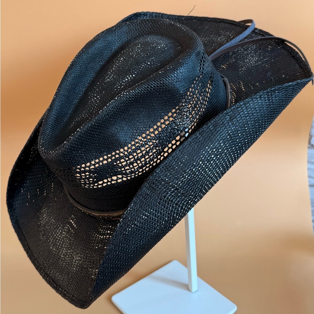 SCALA by Dorfman Unisex Black Straw Cowboy style Hat size large/Xlarge